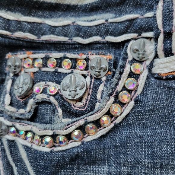 Laguna Beach Embellished Low Rise Straight Skinny Jewel Studded Jeans - Picture 7 of 13